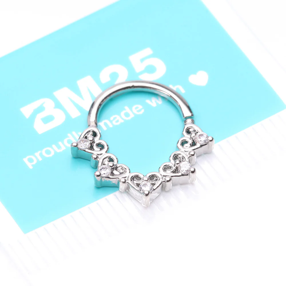 Royal Heart Filigree Sparkle Bendable Hoop Ring - Image 5