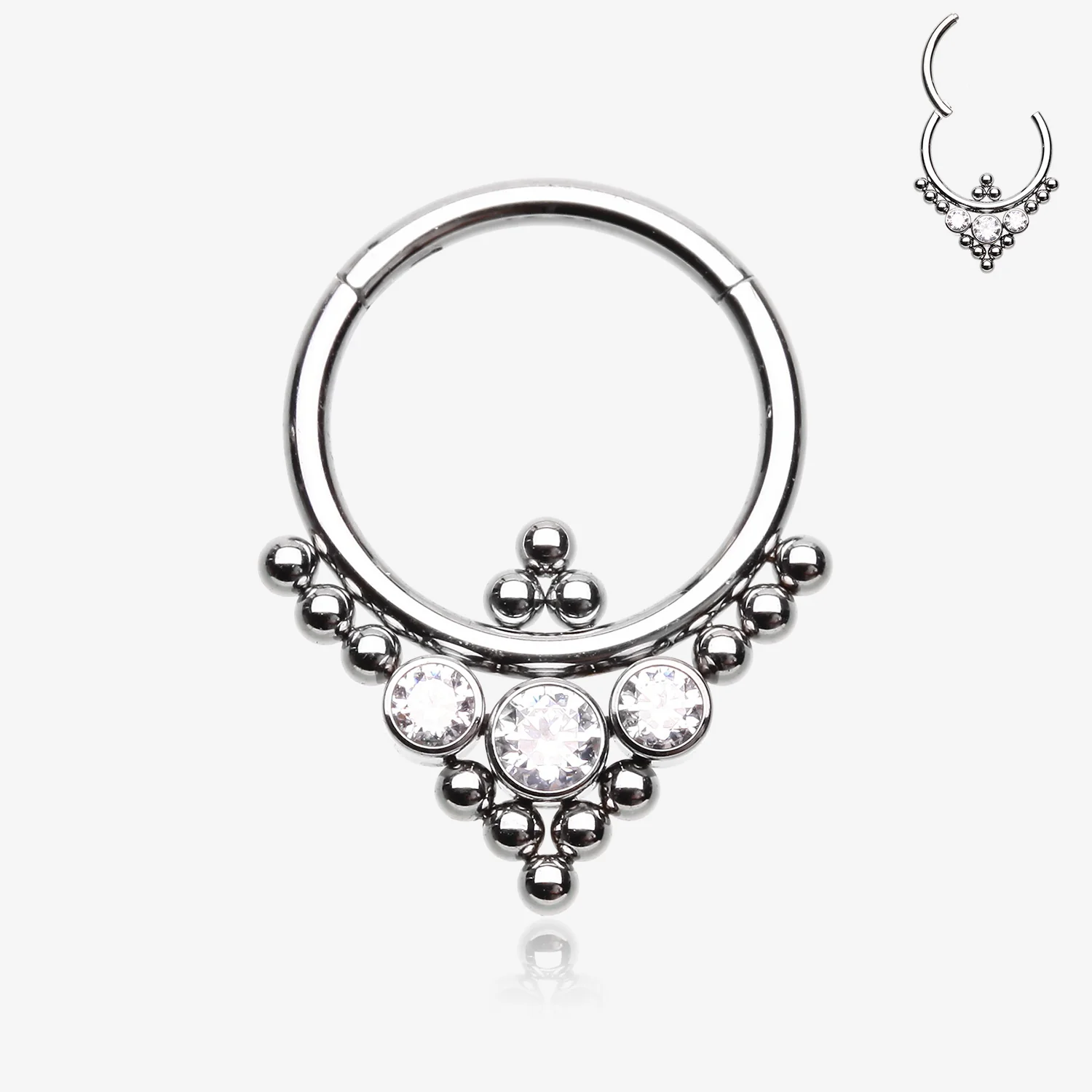 Royal Majestic Sparkle Beads Seamless Clicker Hoop Ring