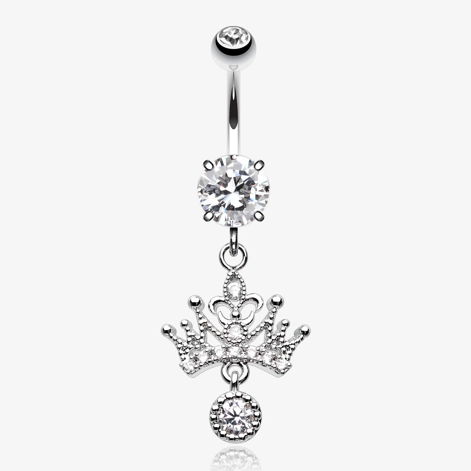 Royal Princess Crown Sparkle Belly Button Ring