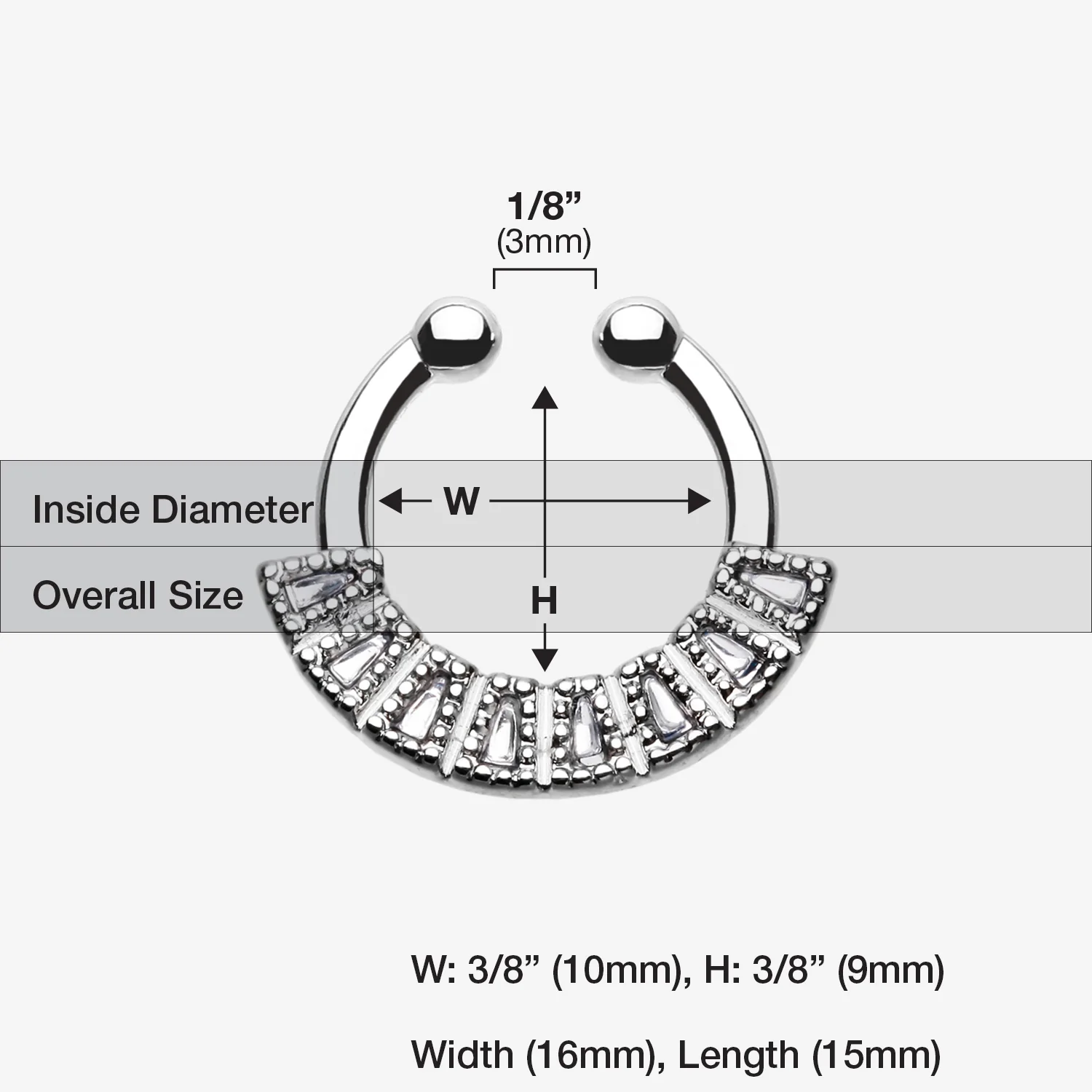 Sabre Arc Fake Septum Clip-On Ring - Image 2