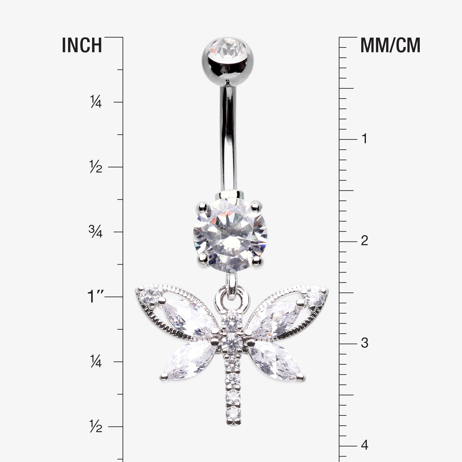 Shimmering Butterfly Sparkle Cubic Zirconia Belly Button Ring - Image 2