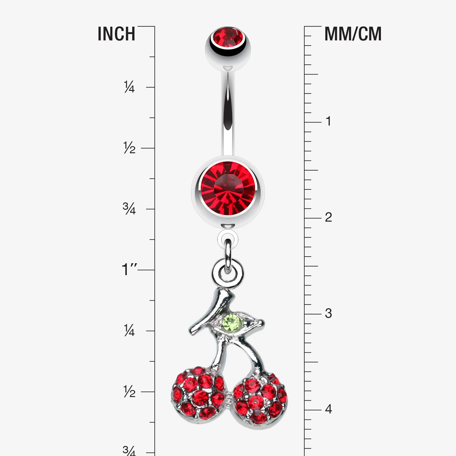 Shimmering Cherry Dangle Belly Ring - Image 2