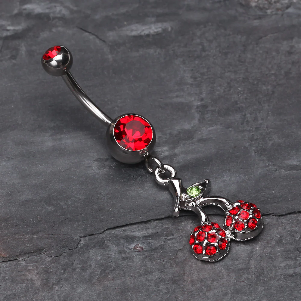 Shimmering Cherry Dangle Belly Ring - Image 3