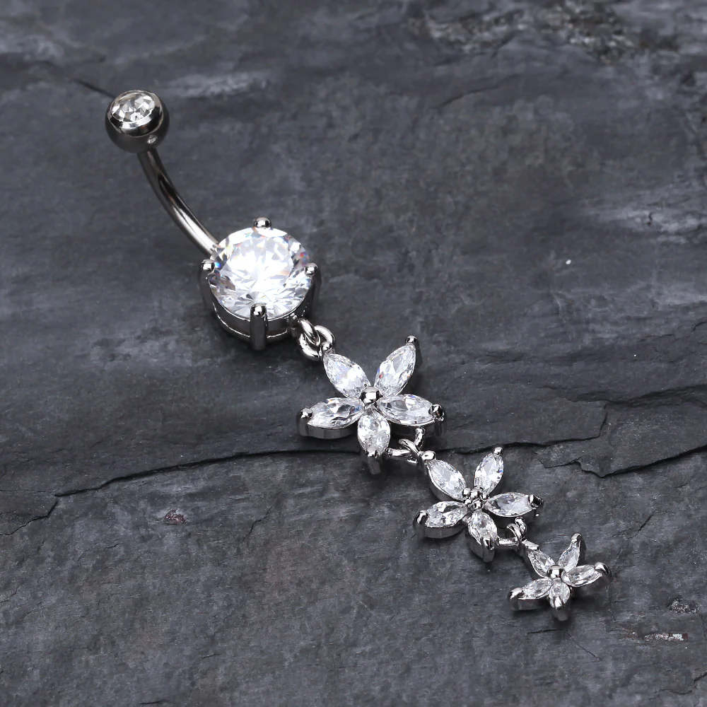 Shimmering Flower Cascade Belly Ring - Image 3