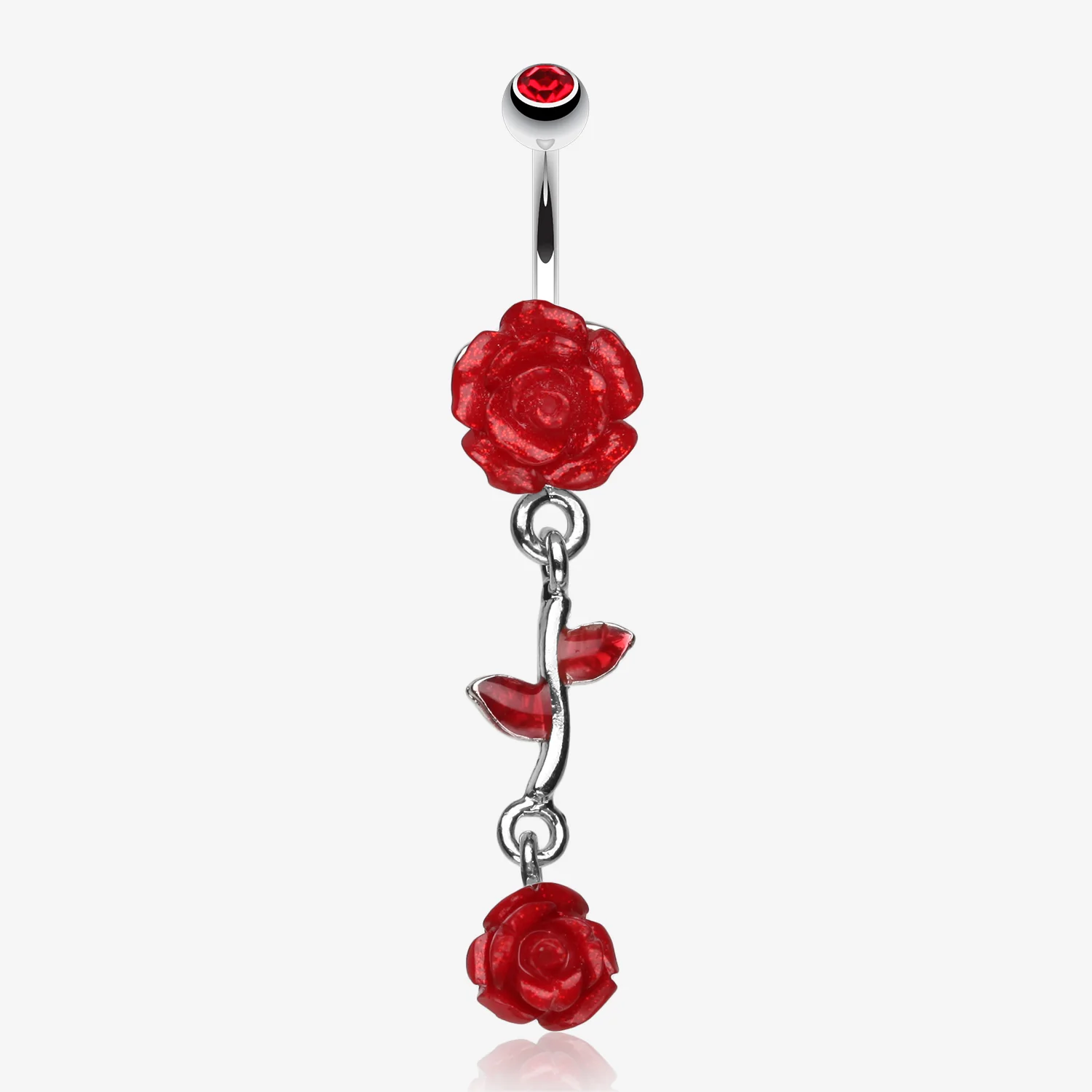 Shimmering Rose Vine Belly Ring