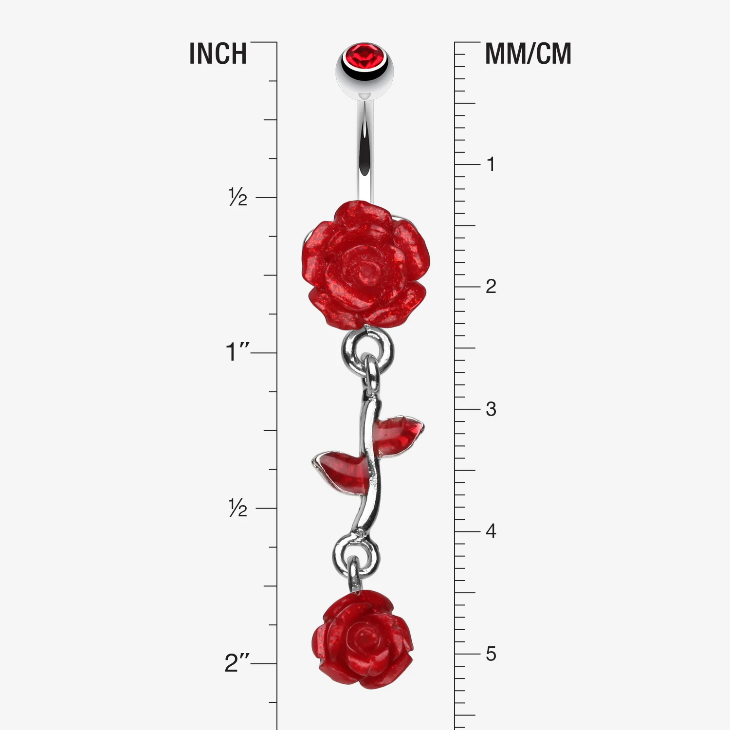 Shimmering Rose Vine Belly Ring - Image 2