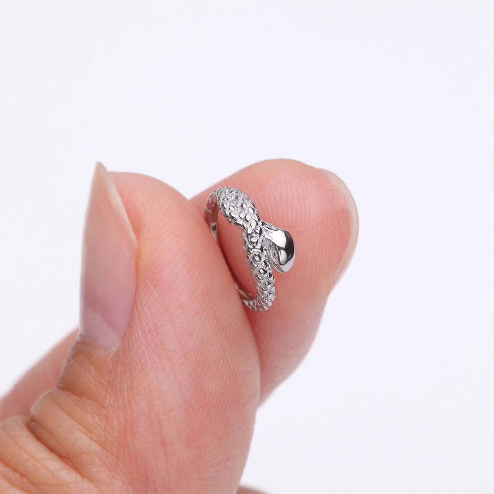 Slithering Snake Steel Seamless Clicker Hoop Ring - Image 3