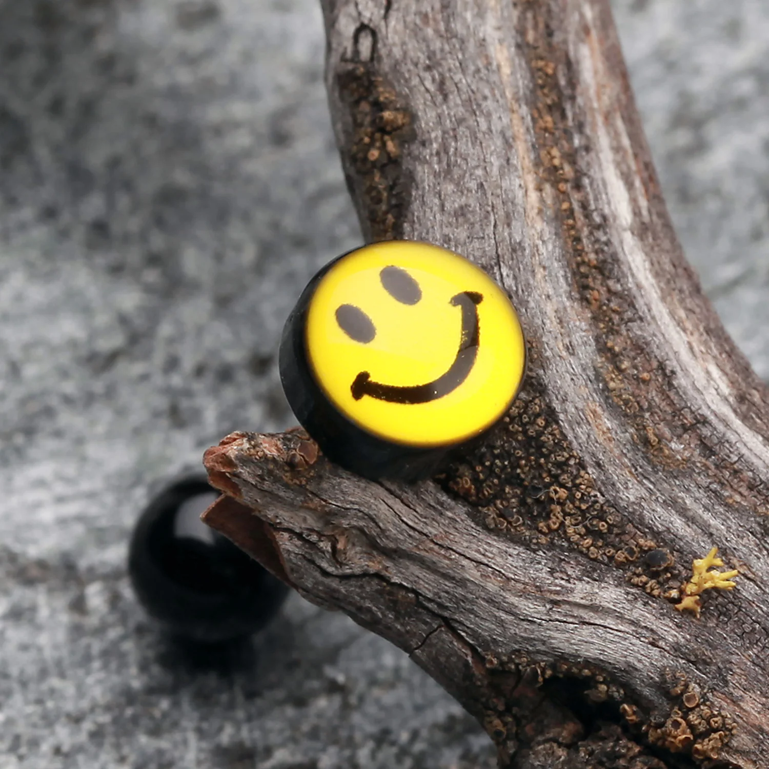 Smiley Face Logo Acrylic Barbell Tongue Ring - Image 2