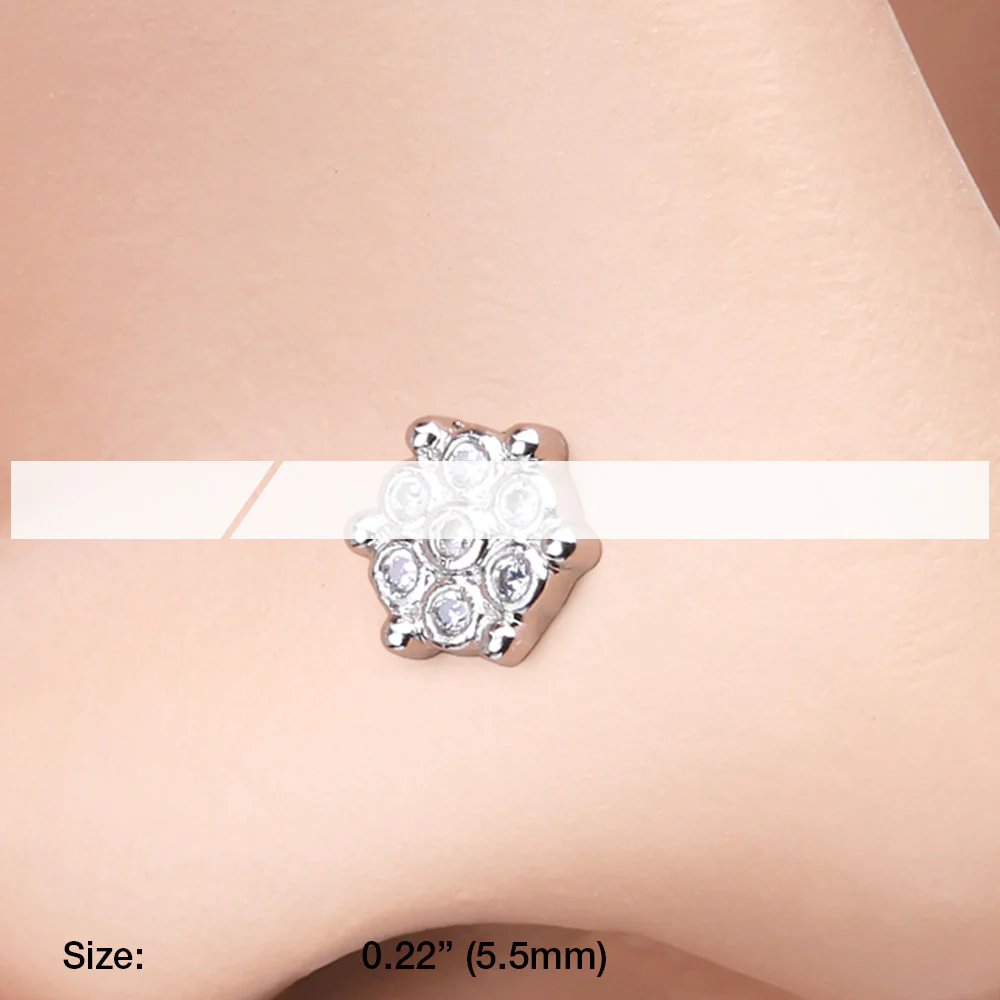 Snowflake Extravagant Sparkle Nose Stud Ring - Image 3