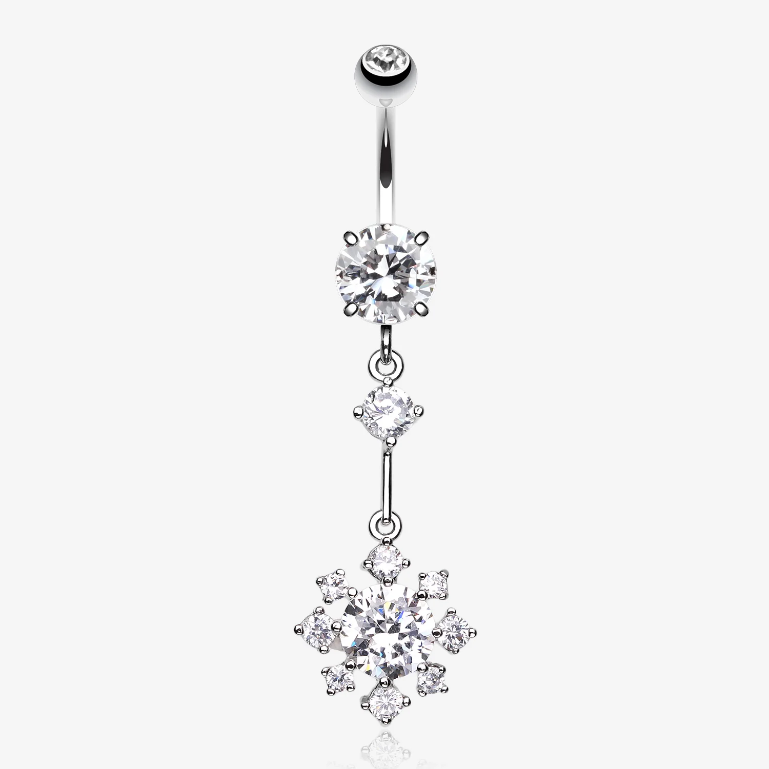 Snowflake Flower Sparkle Belly Ring