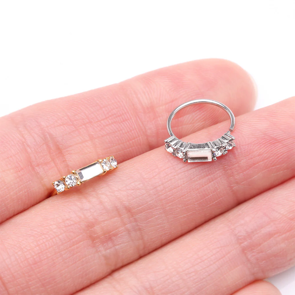 Sparkle Baguette Multi-Gem Bendable Hoop Ring - Image 4
