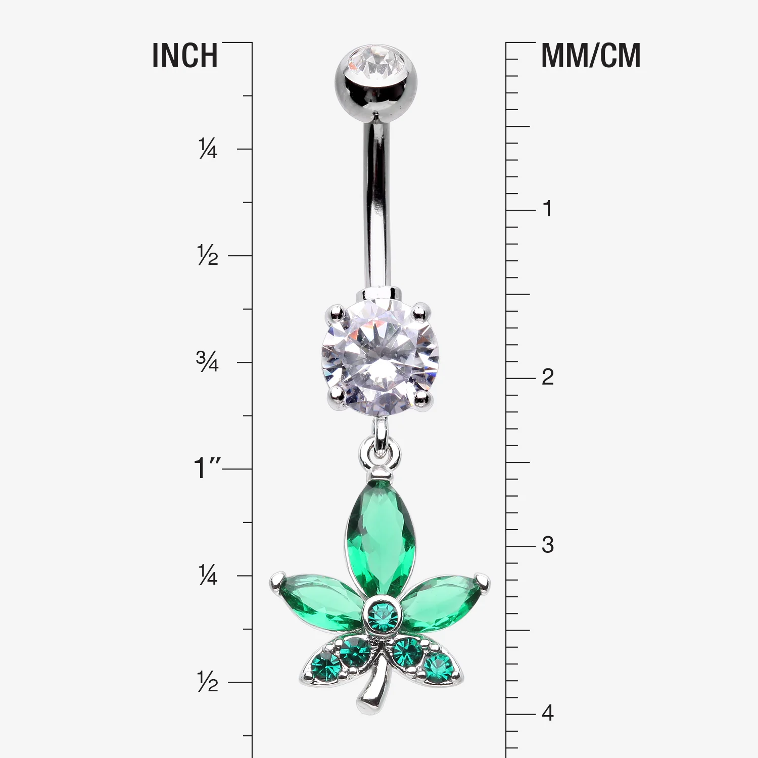 Sparkle Cannabis Leaf Belly Button Ring - Image 2