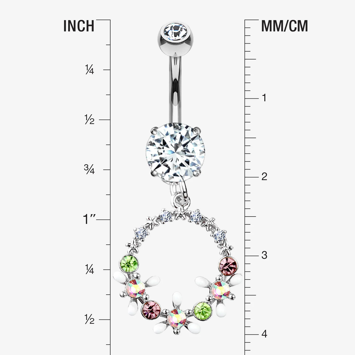 Sparkle Chic Flower Wreath Belly Button Ring - Image 2