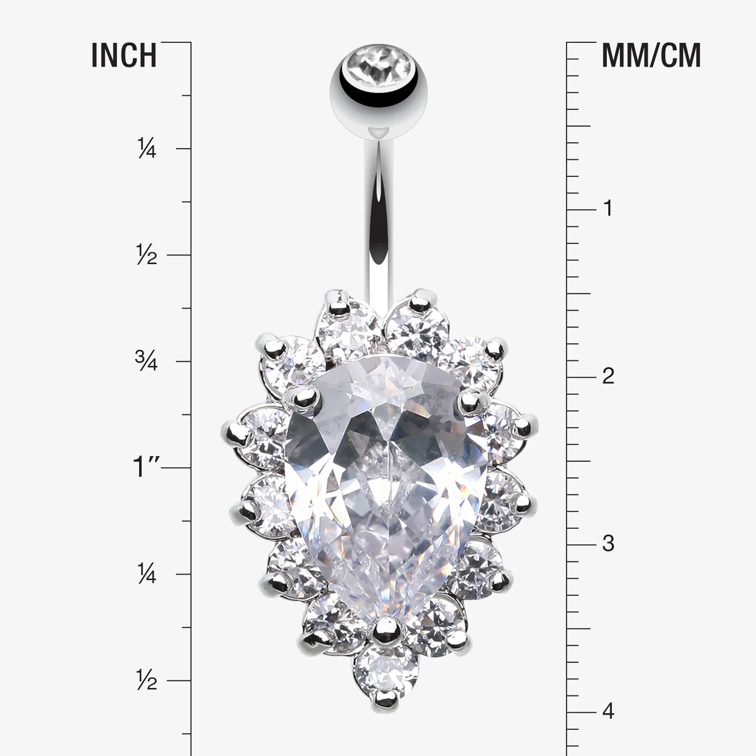 Sparkle Dazzle Droplet Multi Gem Belly Button Ring - Image 2