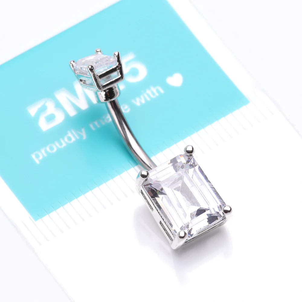 Sparkle Essentia Square Gem Belly Button Ring - Image 5