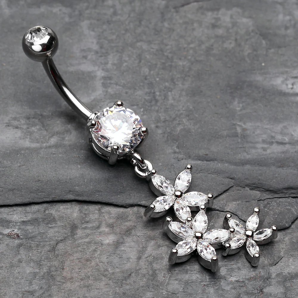 Sparkle Flower Garden Belly Button Ring - Image 3