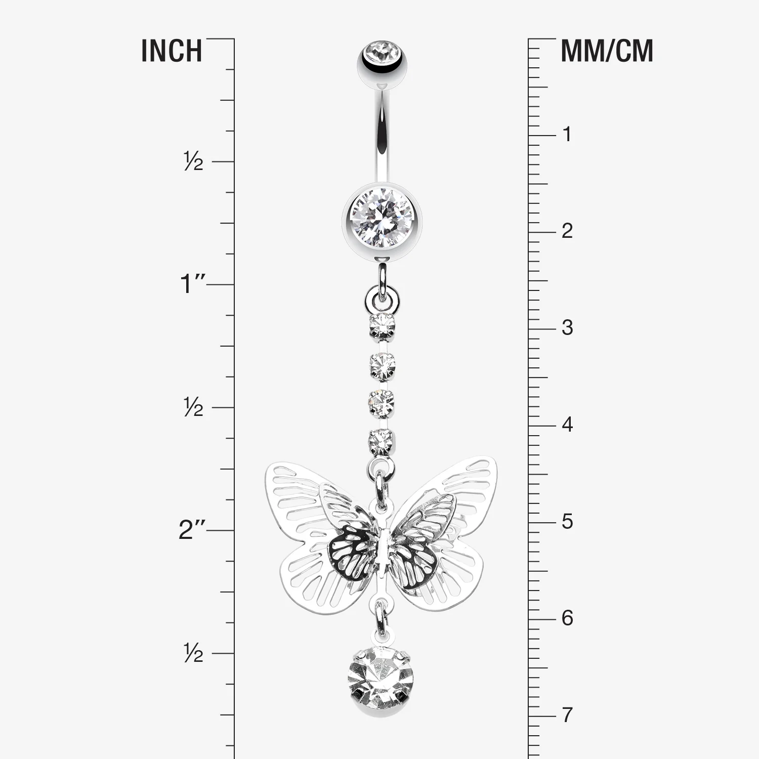 Sparkle Flutter Butterfly Belly Button Ring - Image 2