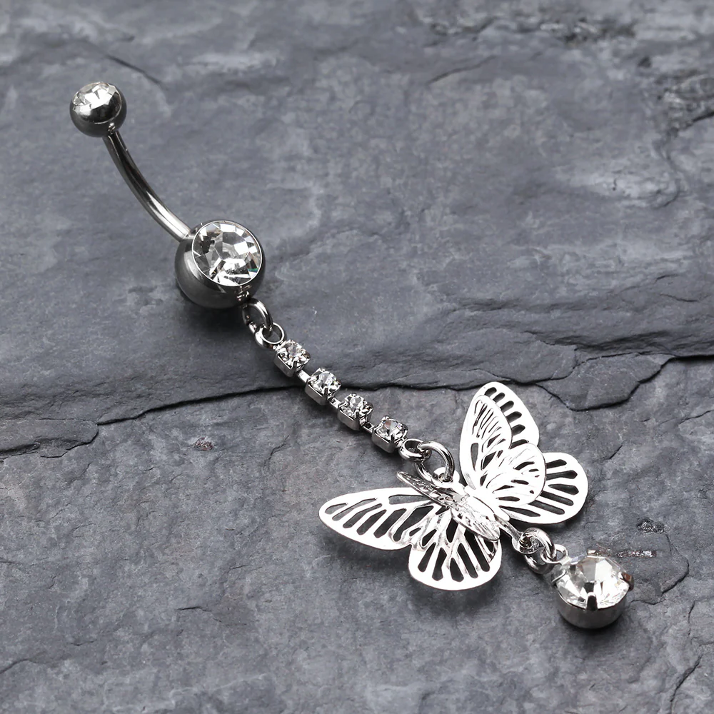 Sparkle Flutter Butterfly Belly Button Ring - Image 3