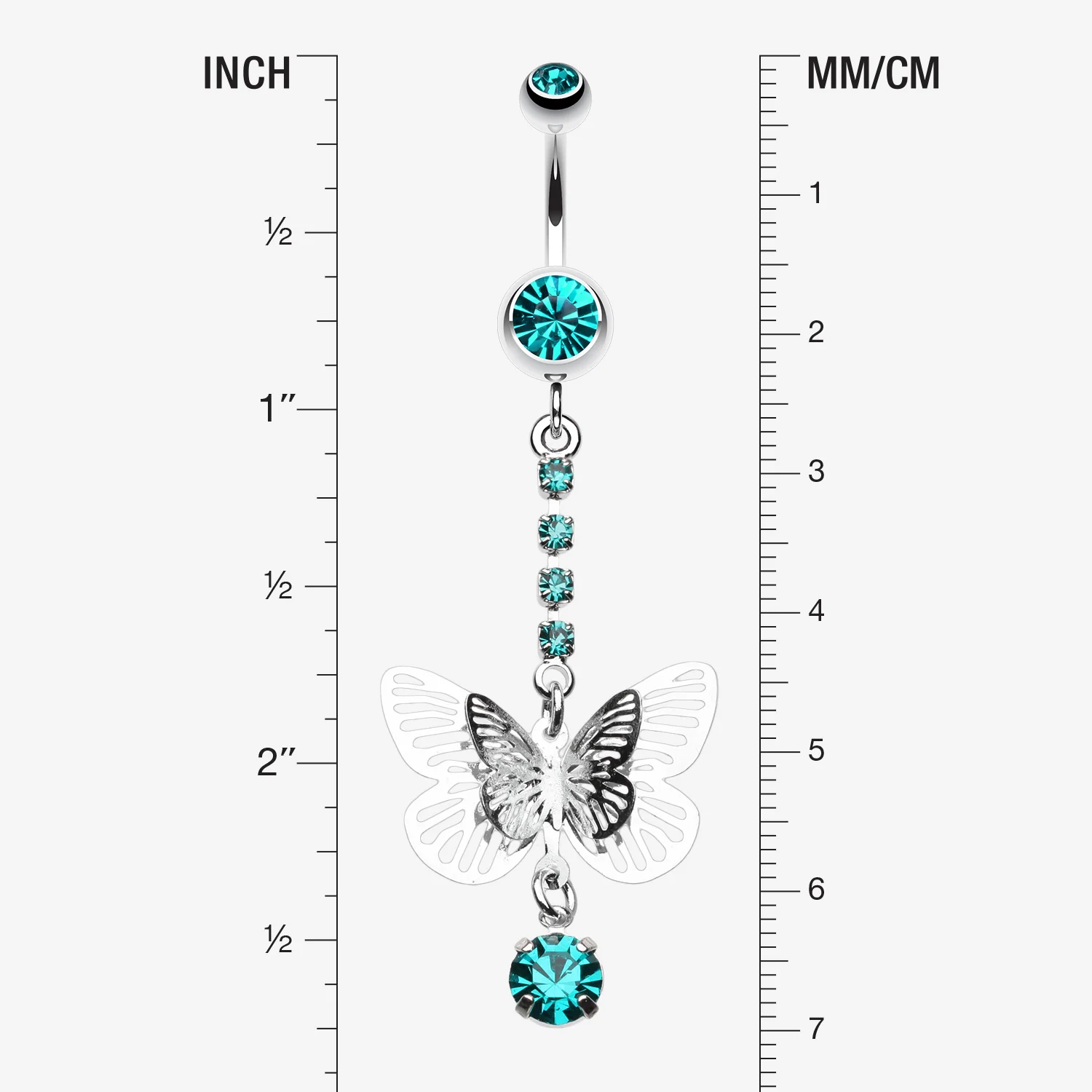 Sparkle Flutter Butterfly Belly Button Ring - Image 2