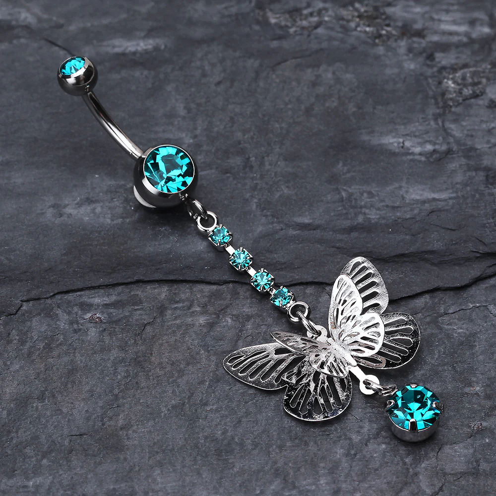 Sparkle Flutter Butterfly Belly Button Ring - Image 3