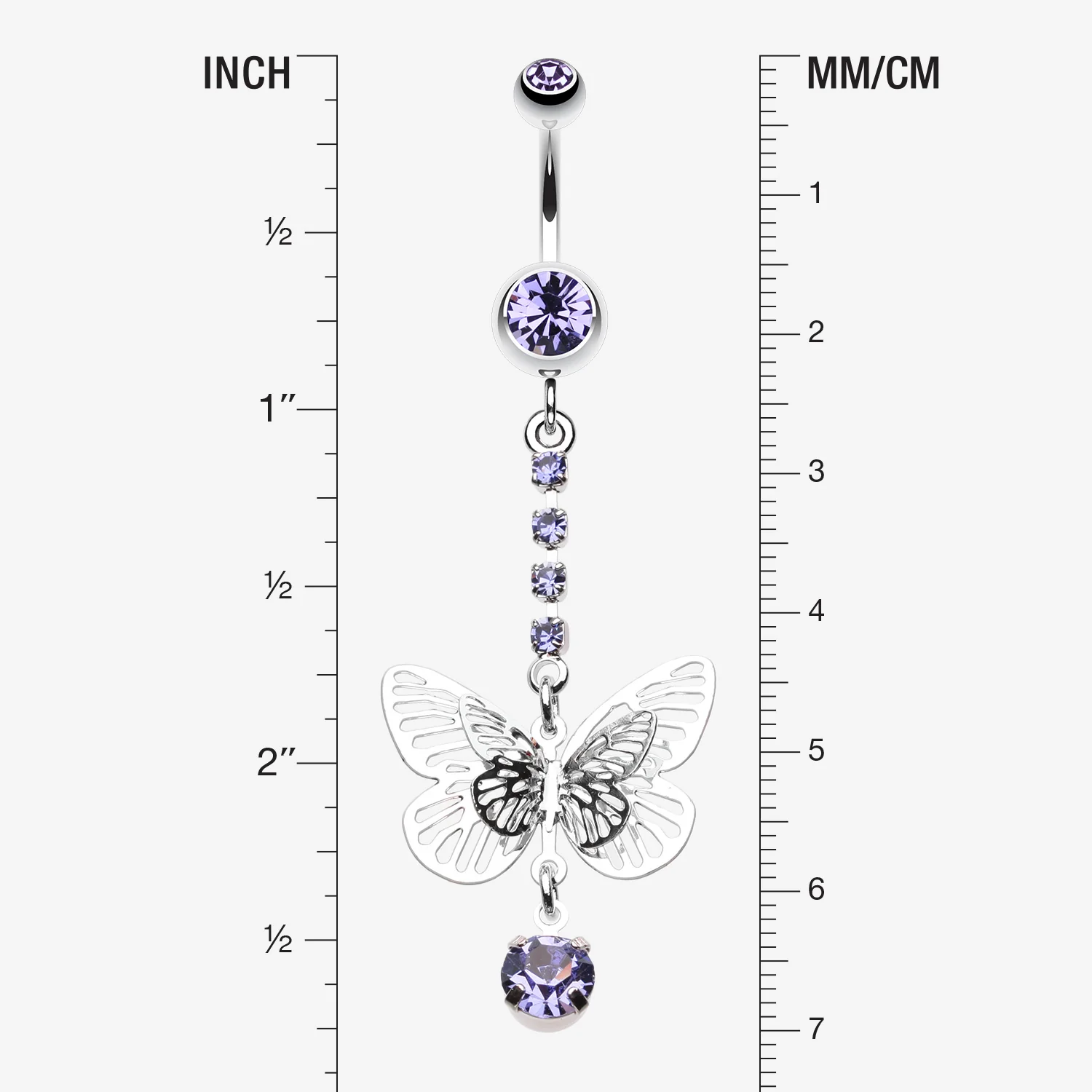Sparkle Flutter Butterfly Belly Button Ring - Image 2