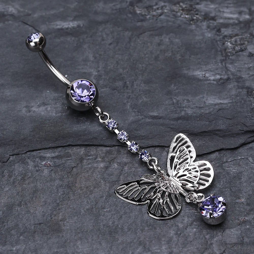 Sparkle Flutter Butterfly Belly Button Ring - Image 3