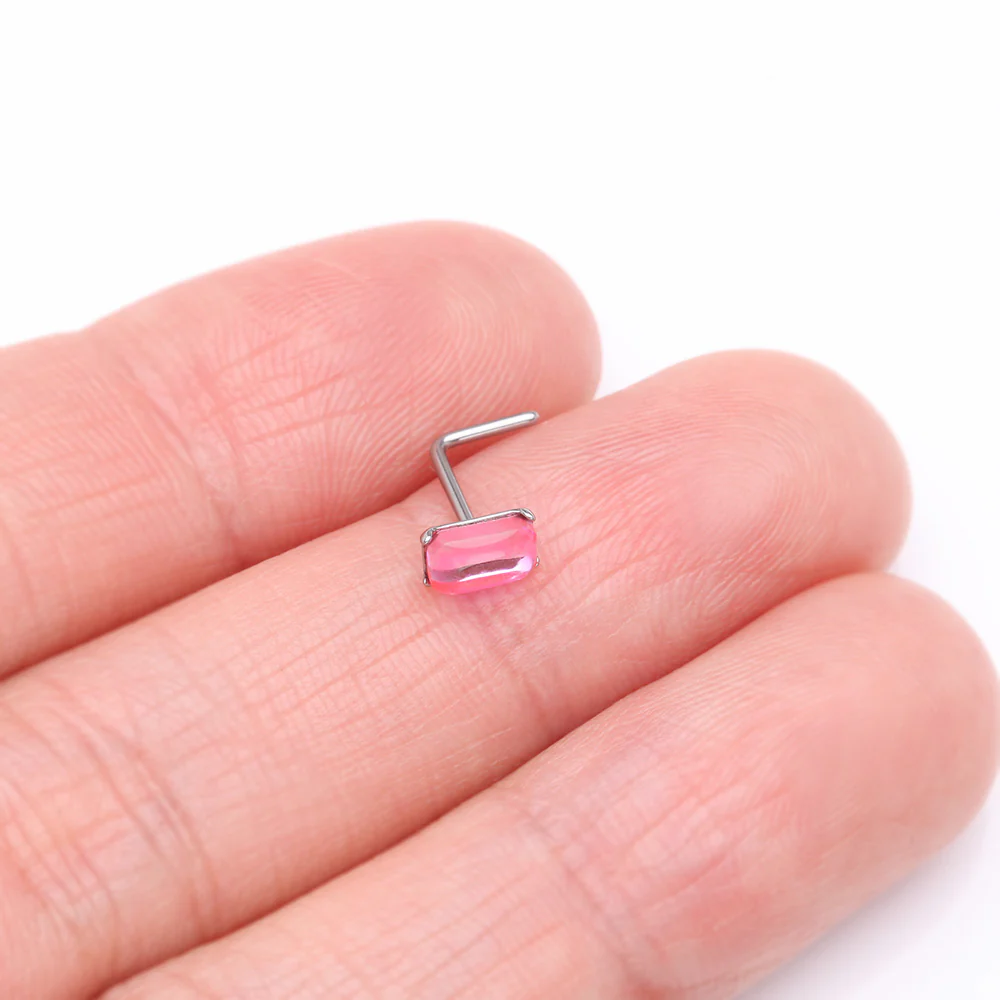 Sparkle Gem Cubic L-Shaped Nose Ring - Image 3