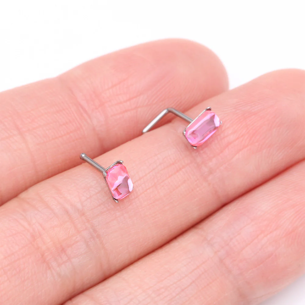 Sparkle Gem Cubic L-Shaped Nose Ring - Image 4