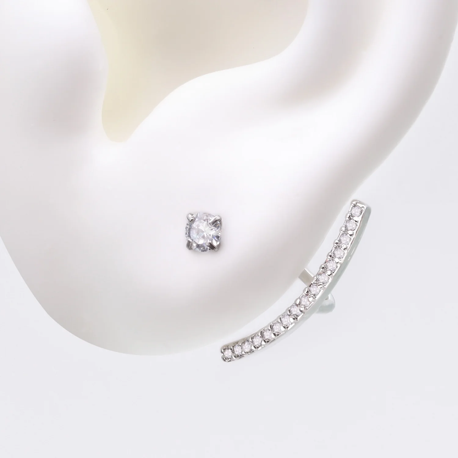 Sparkle Journey Curve Ear Jacket Cartilage Barbell Earring - Image 2