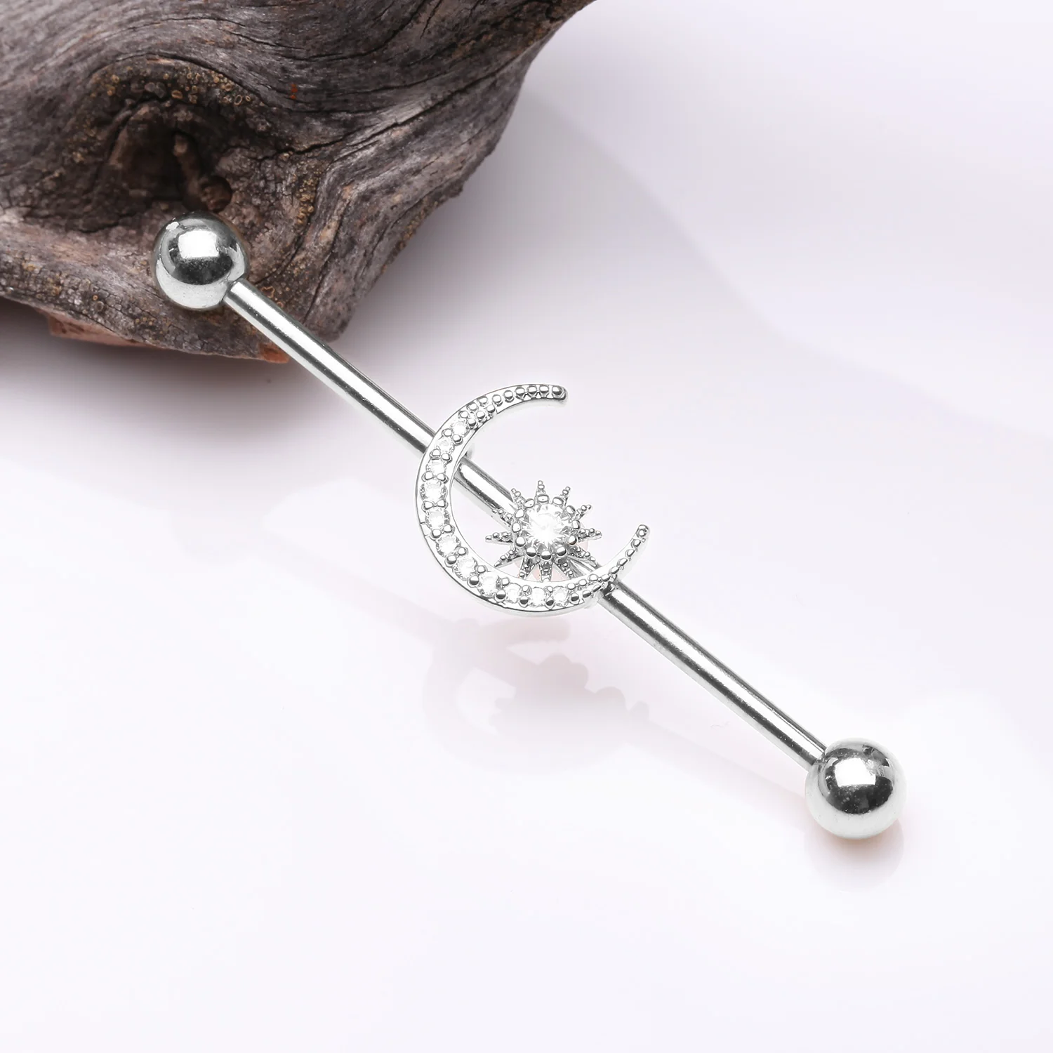 Sparkle Moon and Starburst Industrial Barbell - Image 2