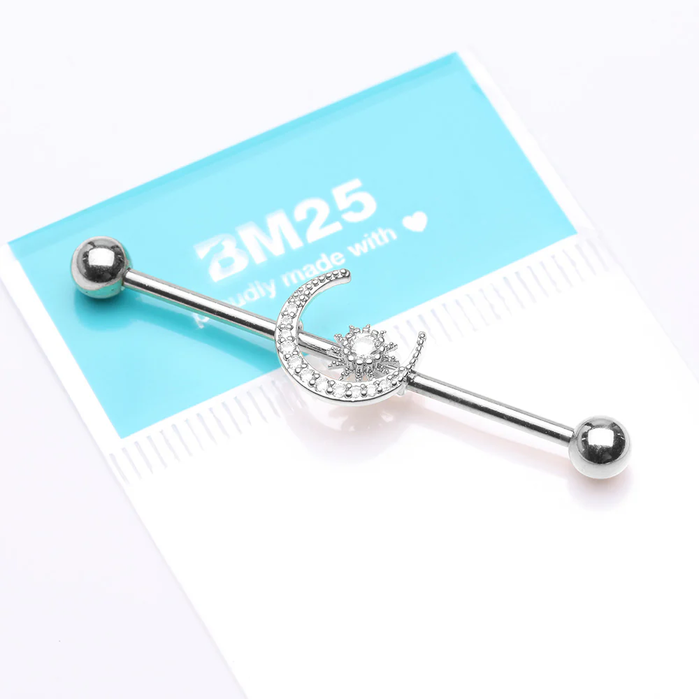 Sparkle Moon and Starburst Industrial Barbell - Image 3