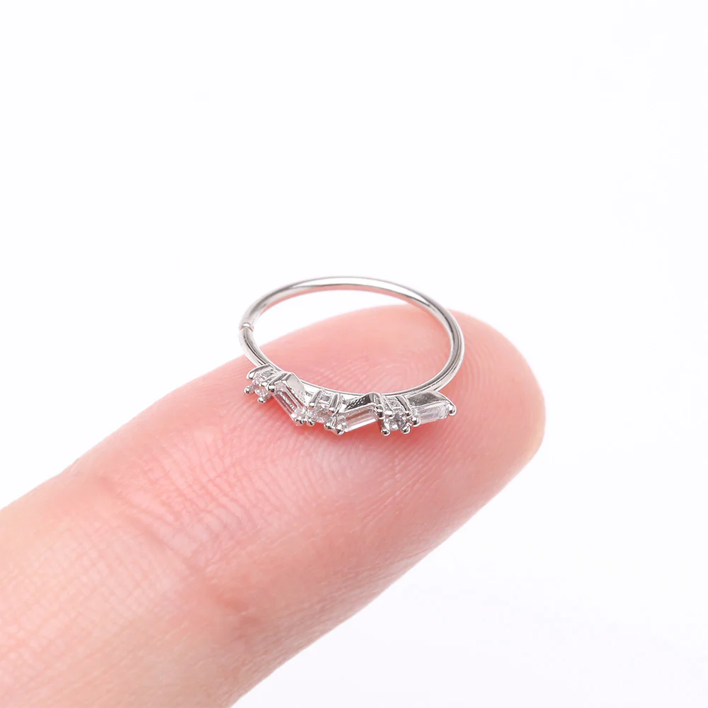 Sparkle Overload ZigZag Multi-Gem Bendable Hoop Ring - Image 3
