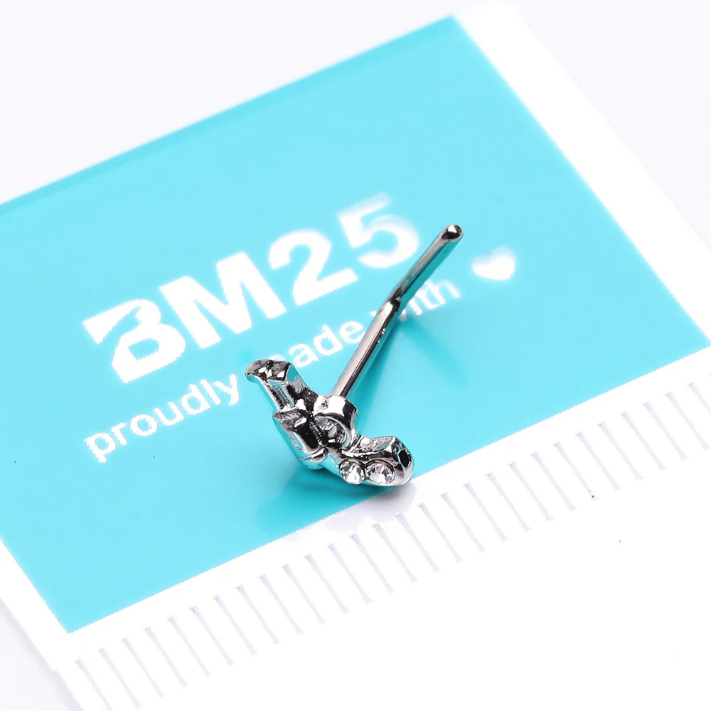Sparkle Piston Gun L-Shaped Nose Ring - Image 3