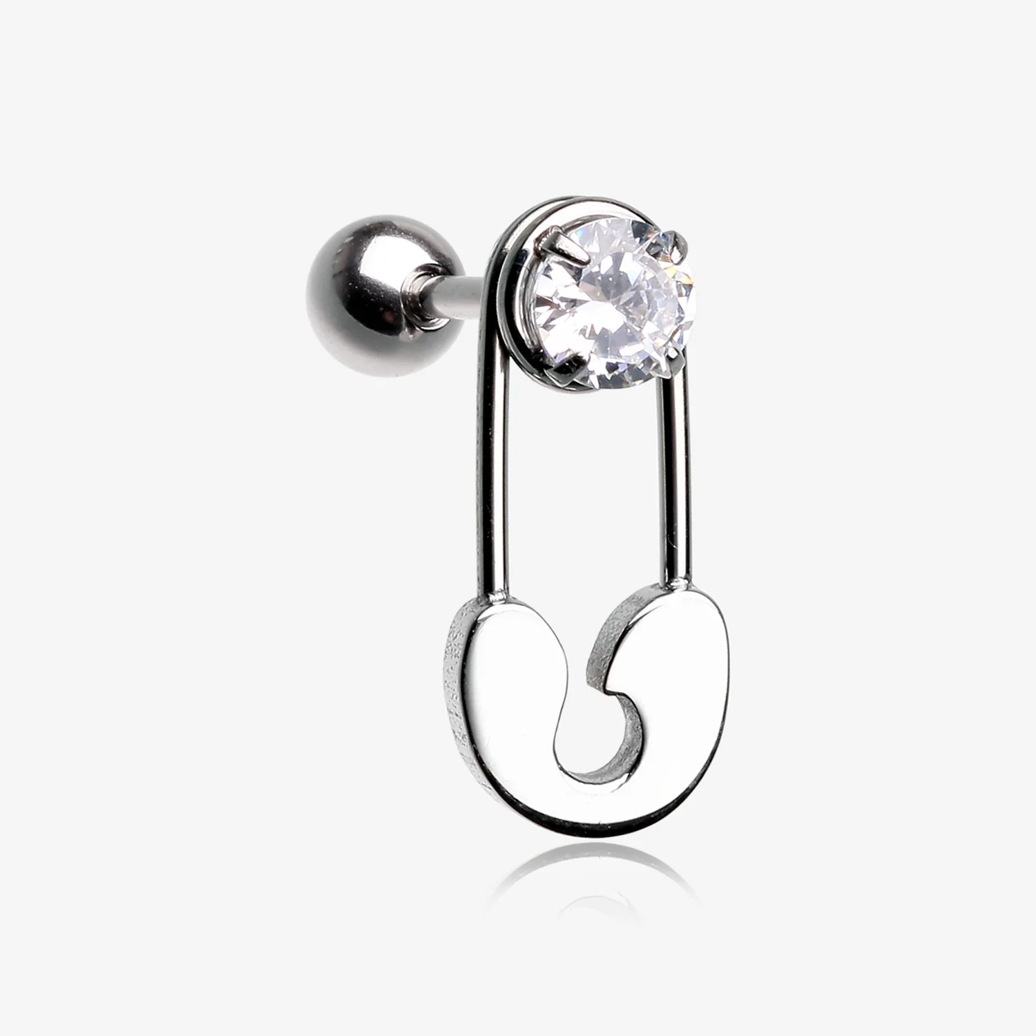 Sparkle Safety Pin Cartilage Tragus Barbell