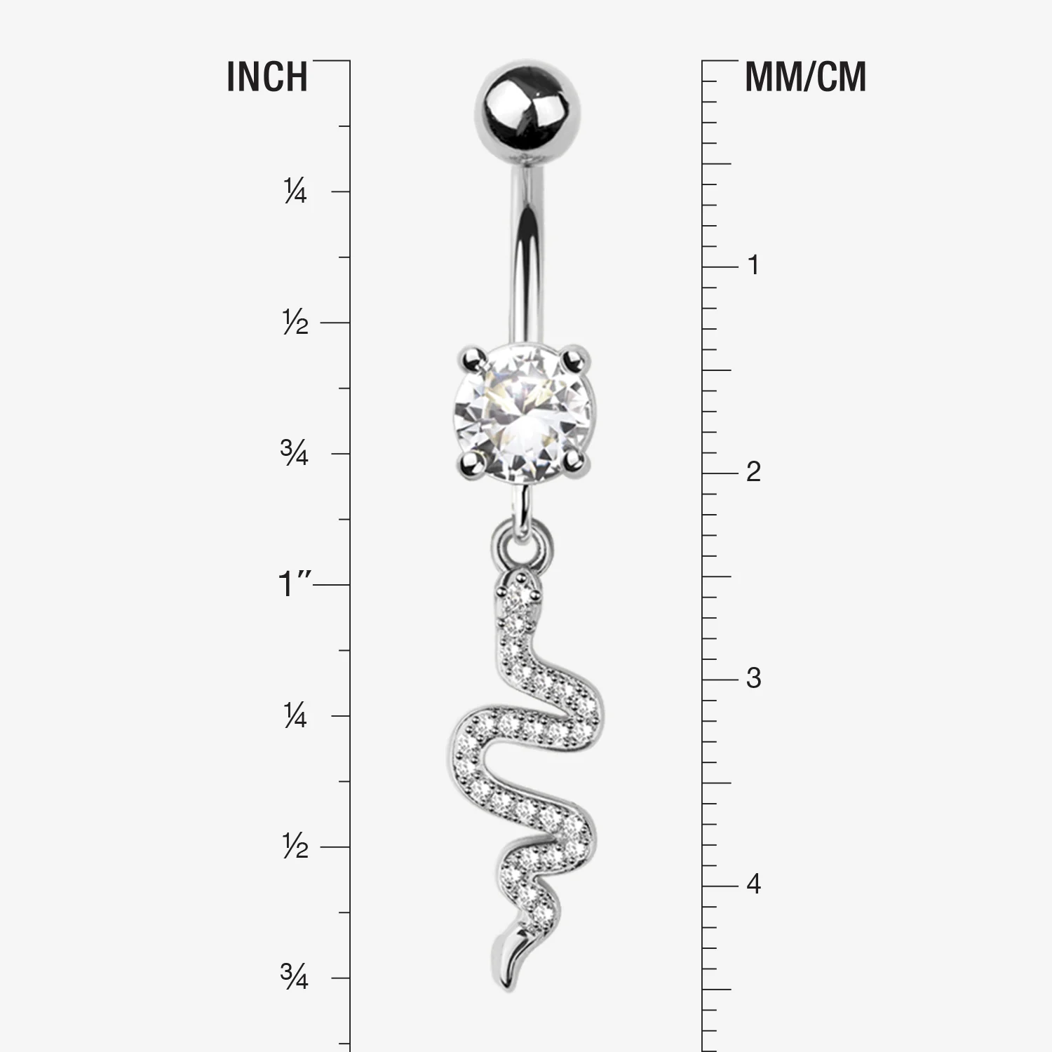 Sparkle Snake Swiggly Dangle Belly Button Ring - Image 2