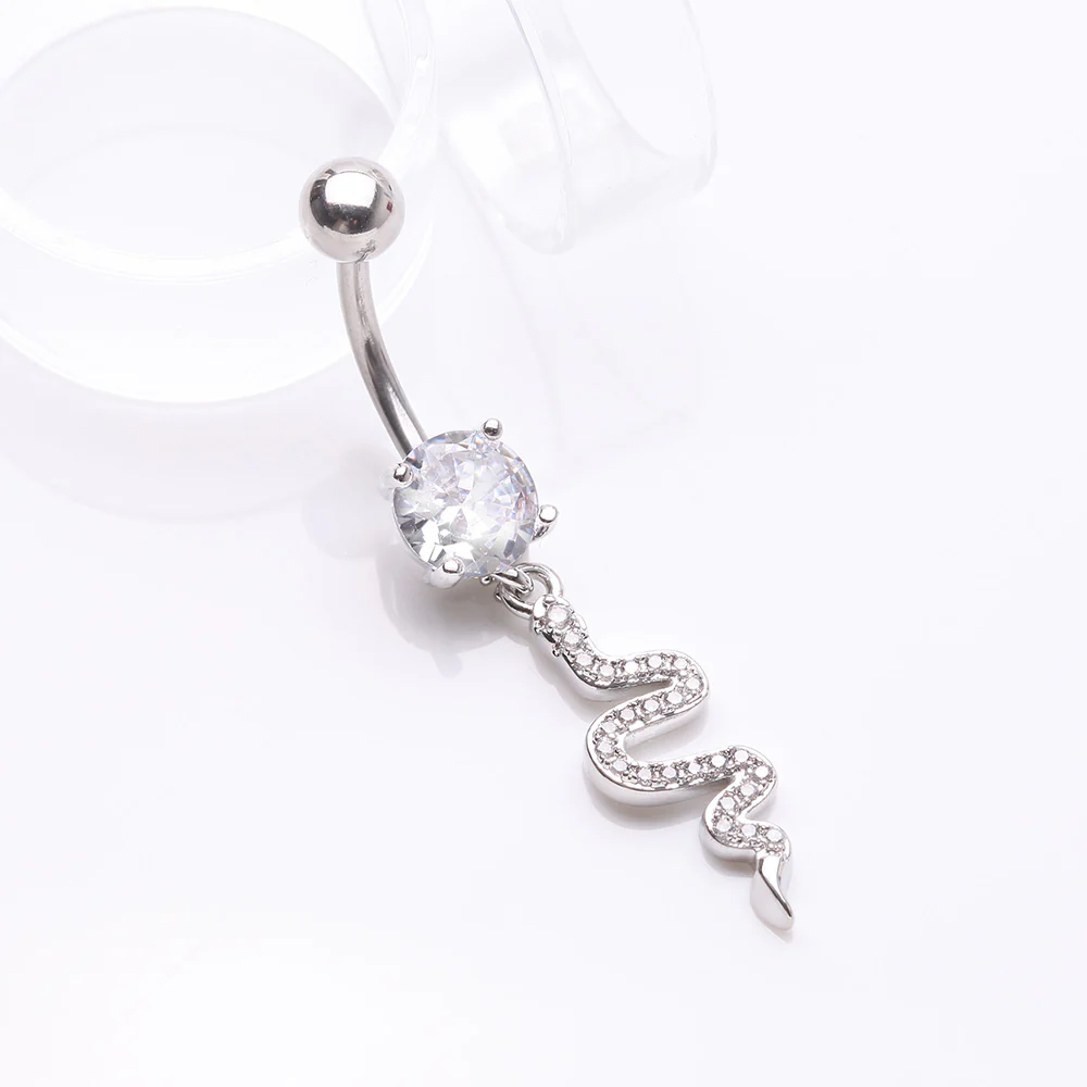 Sparkle Snake Swiggly Dangle Belly Button Ring - Image 3