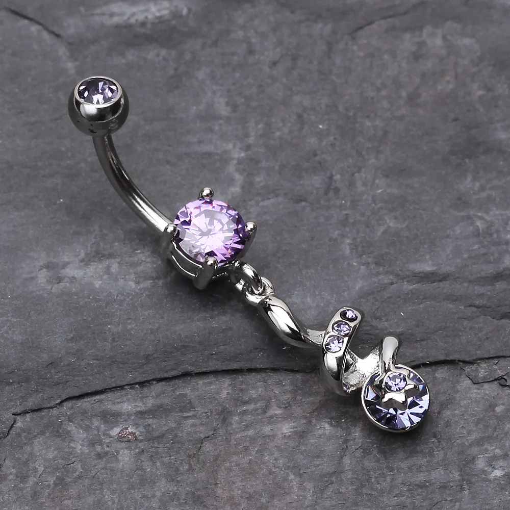 Sparkle Star Gem Swirl Belly Ring - Image 3