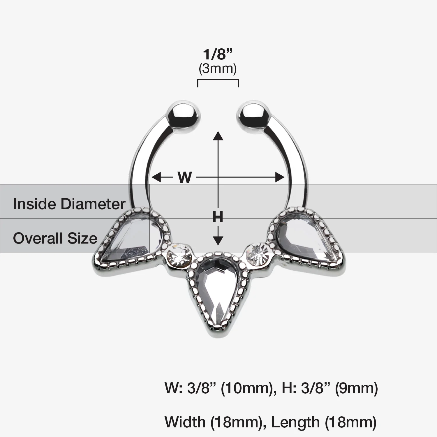 Sparkle Trident Fake Septum Clip-On Ring - Image 2
