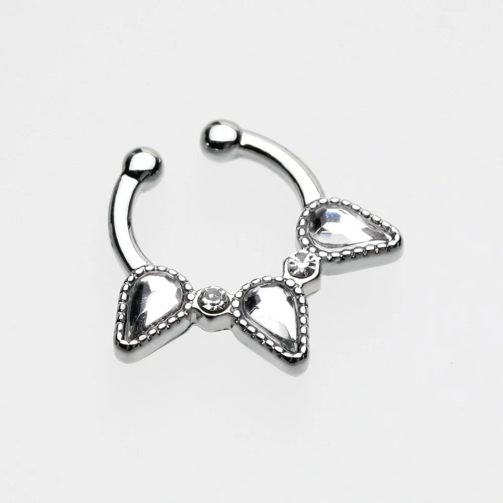 Sparkle Trident Fake Septum Clip-On Ring - Image 3