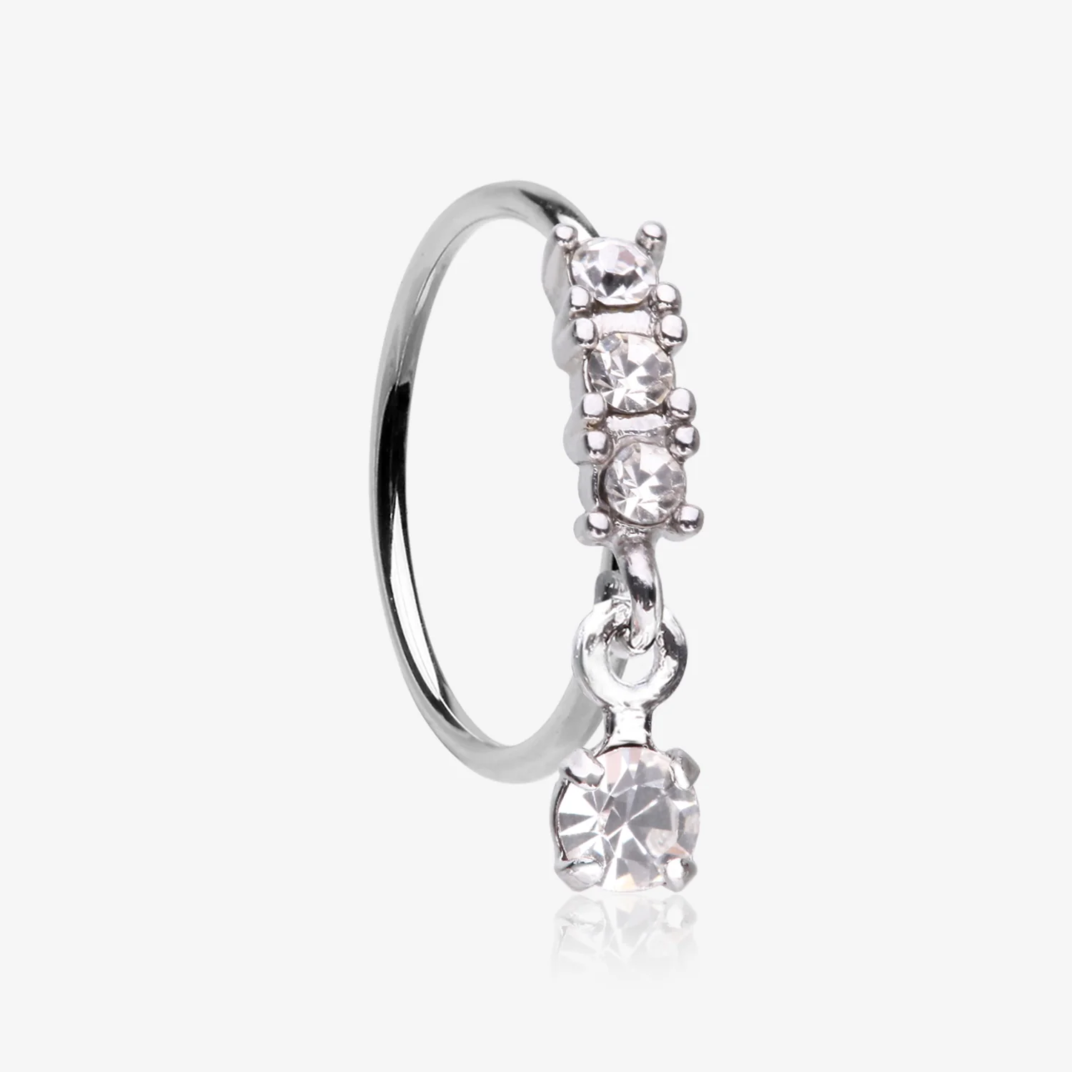 Sparkle Trio Dangle Multi-Gem Bendable Hoop Ring