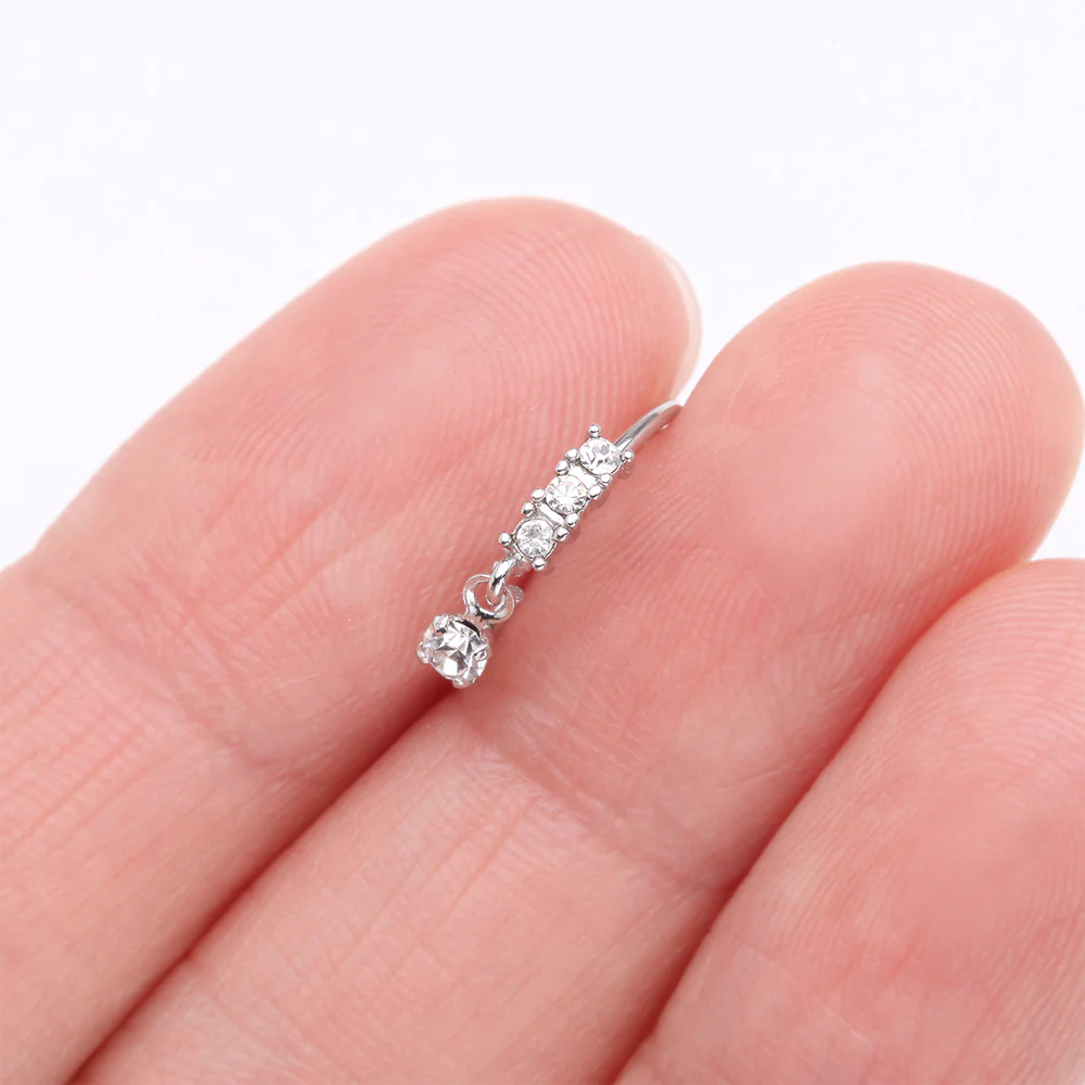 Sparkle Trio Dangle Multi-Gem Bendable Hoop Ring - Image 3