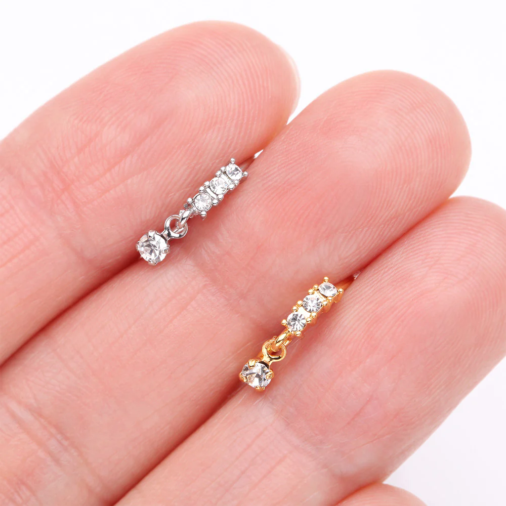 Sparkle Trio Dangle Multi-Gem Bendable Hoop Ring - Image 4