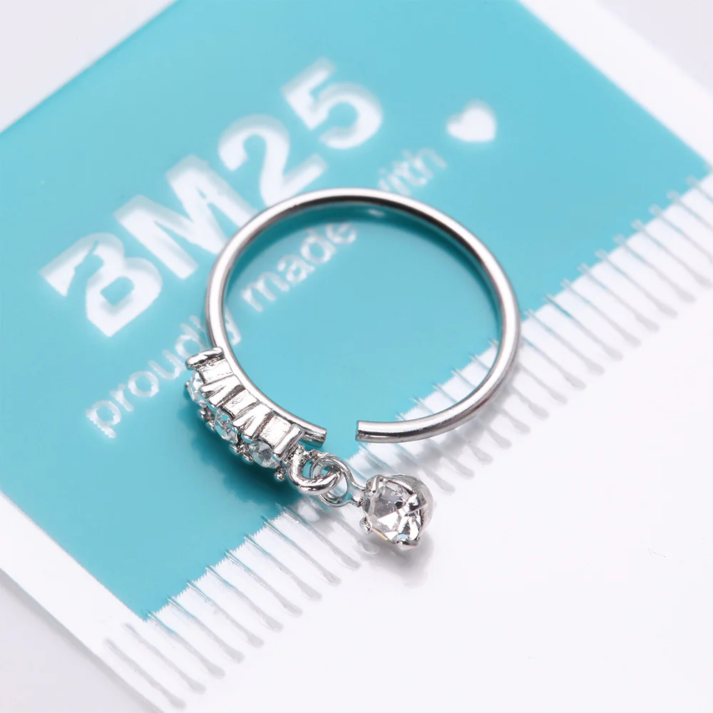 Sparkle Trio Dangle Multi-Gem Bendable Hoop Ring - Image 5