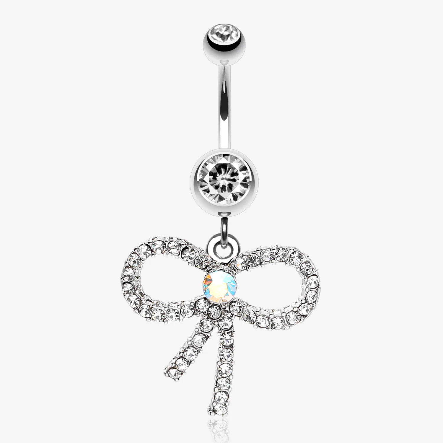 Sparkling Ribbon Dangle Belly Ring