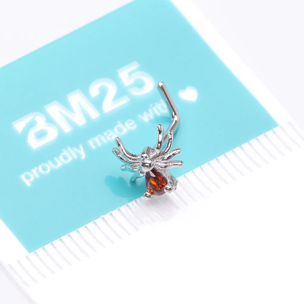 Spider Sparkle L-Shaped Nose Ring - Image 5