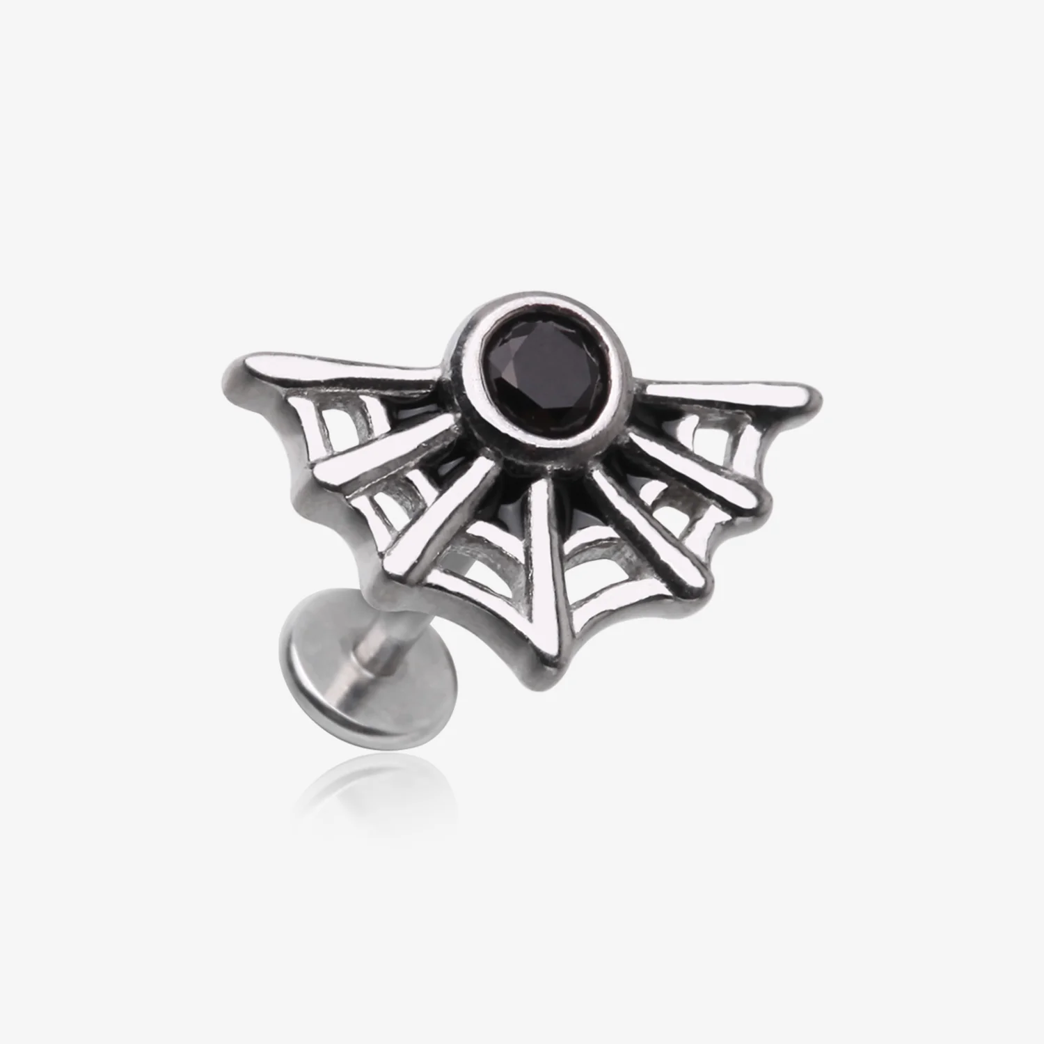 Spider Web Sparkle Internally Threaded Steel Flat Back Stud Labret