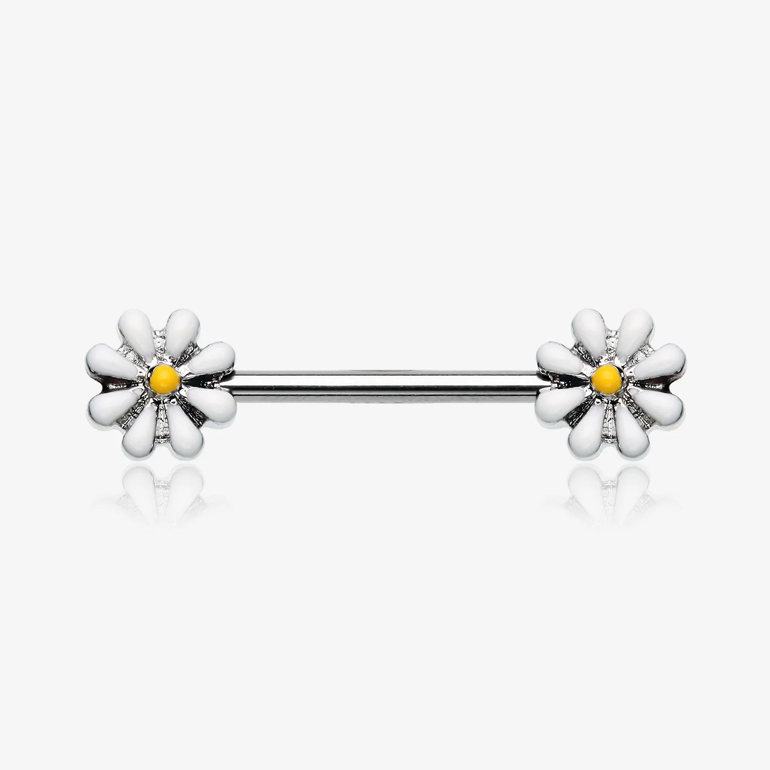 A Pair of Spring Blossom Flower Nipple Barbell Ring