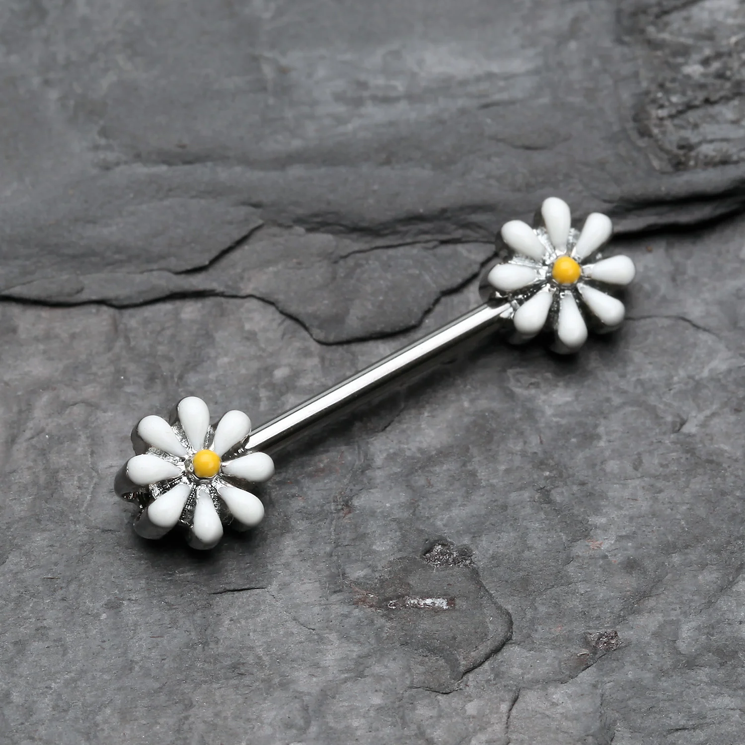A Pair of Spring Blossom Flower Nipple Barbell Ring - Image 2