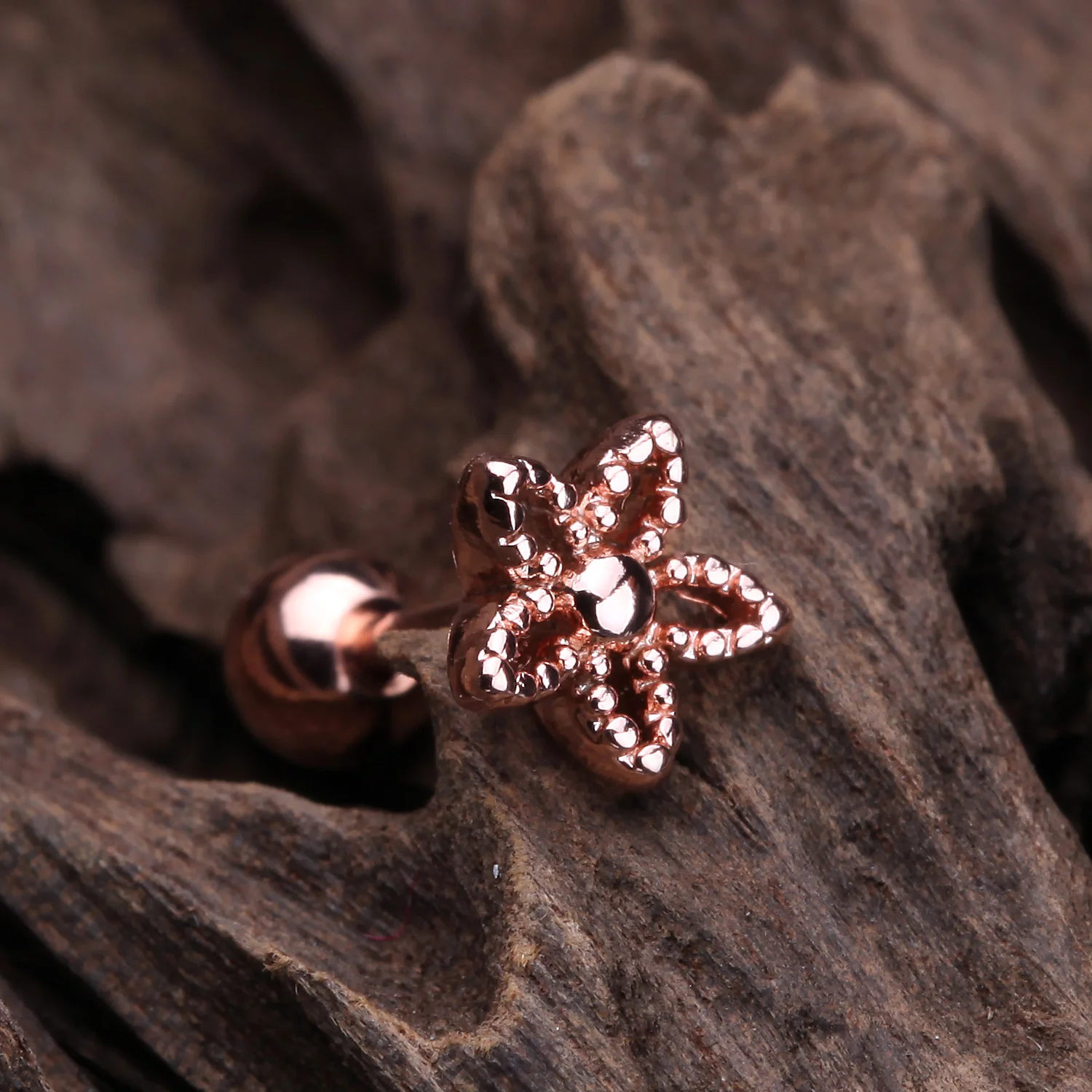 Spring Flower Ornate Sparkle Cartilage Tragus Earring - Image 2