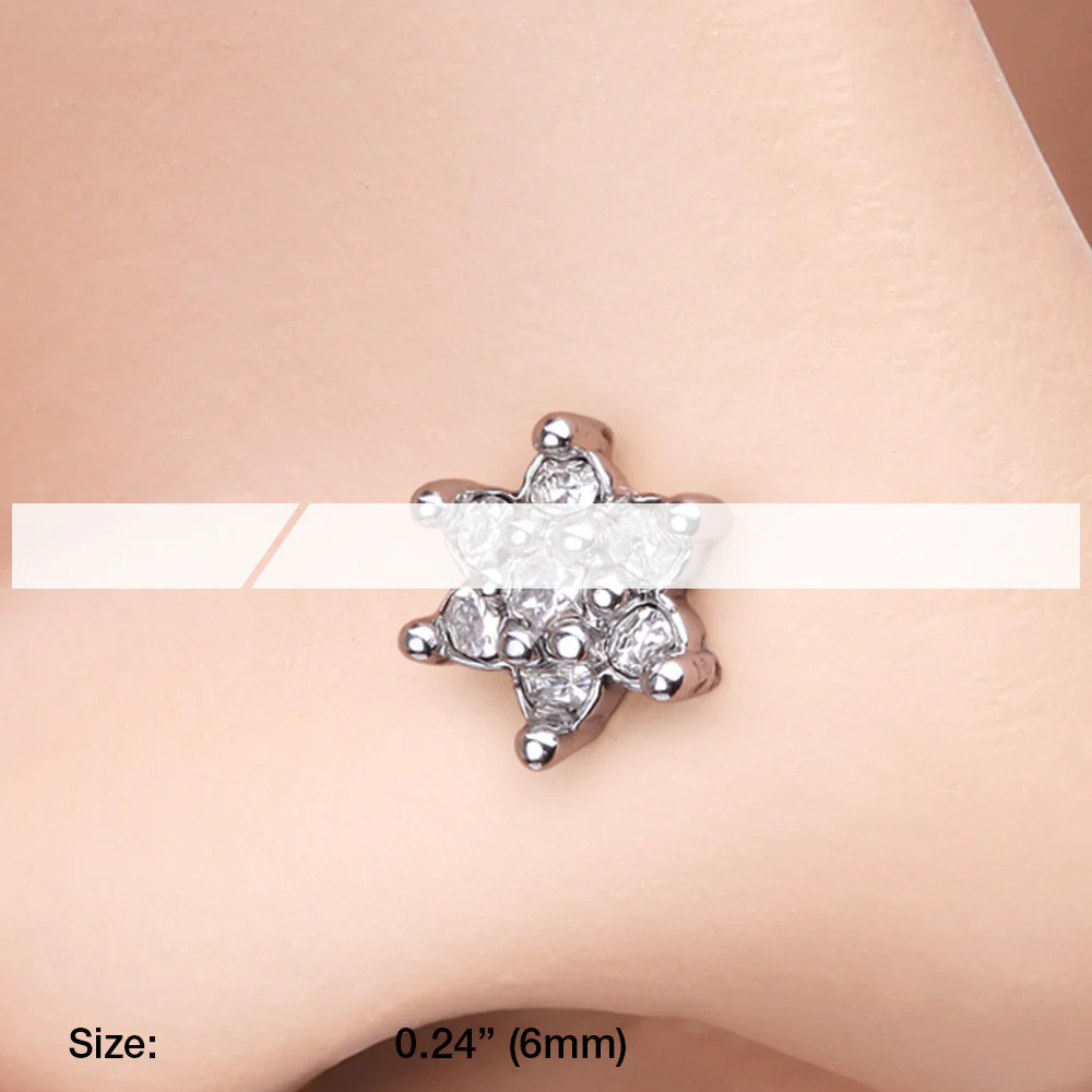 Spring Flower Sparkle Prong Set Nose Stud Ring - Image 3